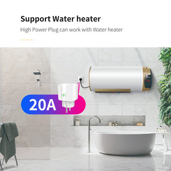 20A WiFi / Zigbee Smart Socket EU Tuya Smart Plug с измерване на мощността за домакински уреди Smart Home работи с Alexa Google Home