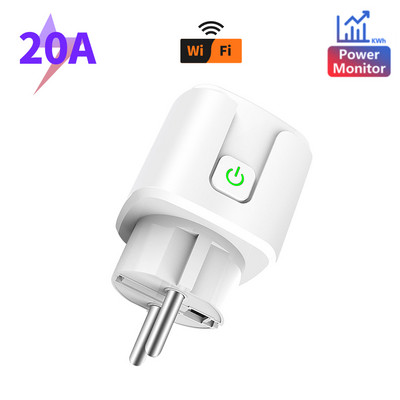 20 A WiFi/Zigbee viedligzda EU Tuya viedais spraudnis ar jaudas mērītāju sadzīves tehnikai Viedā māja darbojas ar Alexa Google sākumlapu