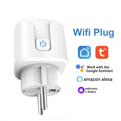 Tuya 20A Wifi / Zigbee 3.0 EU Smart Plug Power Mornitor Enerģijas taupīšanas taimera ligzda Darbs ar Alexa Google Home Yandex Alice