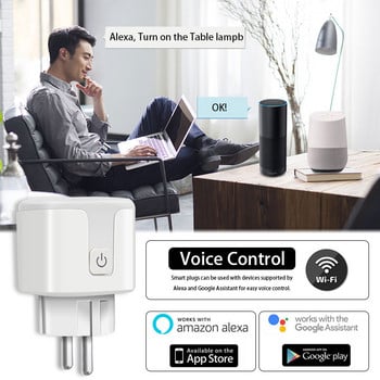 Tuya WiFi Smart Plug 16A EU Smart Socket with Power Monitoring Λειτουργία χρονισμού Φωνητικός έλεγχος μέσω Alexa Google Home Yandex