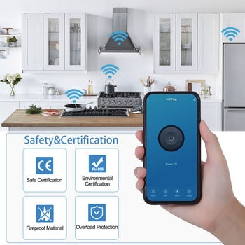 Tuya WiFi Smart Plug 16A EU Smart Socket с функция за синхронизиране на захранването Гласов контрол чрез Alexa Google Home Yandex