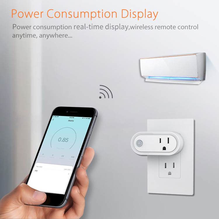 15A US Tuya ZigBee Smart Plug Tuya Smart Life App tālvadības pults Barošanas monitors Viedligzda Balss vadība, izmantojot Alexa Google sākumlapu
