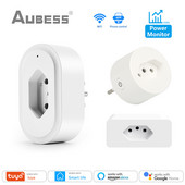 WiFi viedais spraudnis 10A 16A Brazīlija strāvas kontaktligzda Strāvas ligzda Strāvas monitora laiks, izmantojot Tuya Smart Life lietotni Balss vadība Alexa Google sākumlapa