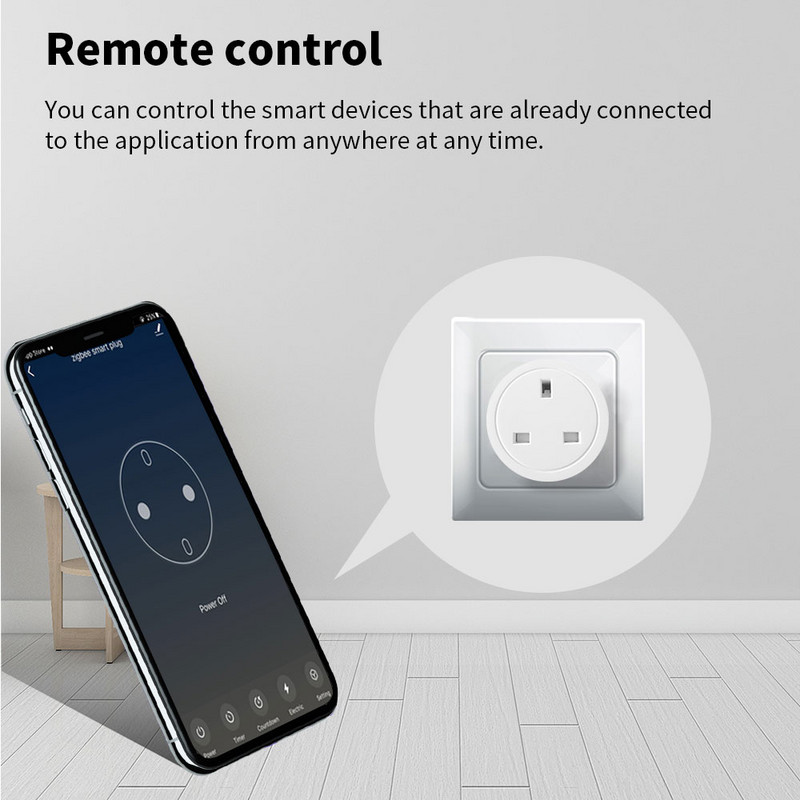 Zigbee Tuya Smart Plug 16A Apvienotās Karalistes viedligzdas barošanas monitora laiks SmartLife APP balss vadība darbojas ar Google Home Alexa