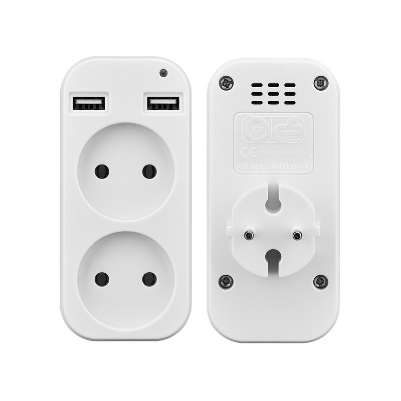 Jauns USB ligzdas spraudņa adapteris ar dubulto ligzdu Power Strip 2 EU Plug, 5V 2A Sienas vairākas ligzdas Portable 2 USB ports smart home