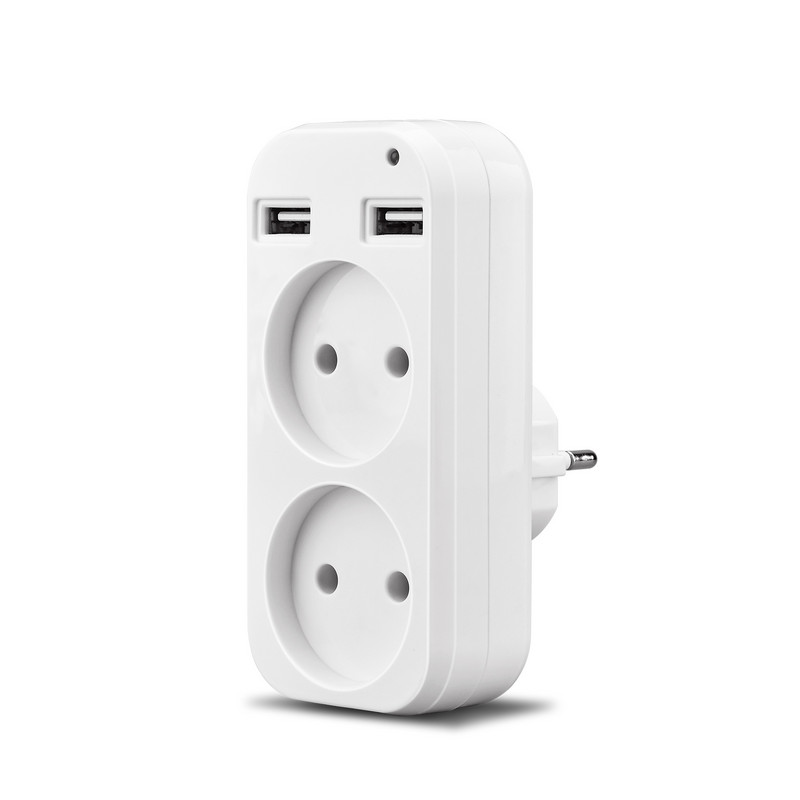 Jauns USB ligzdas spraudņa adapteris ar dubulto ligzdu Power Strip 2 EU Plug, 5V 2A Sienas vairākas ligzdas Portable 2 USB ports smart home