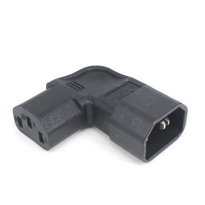 IEC 320 C14 līdz C13 kreisā labā leņķa maiņstrāvas adapteris IEC 3 polu IEC 320 3 kontaktu vīrišķais-sievietes pagarinājums 90 grādiem uz leju uz augšu leņķis maiņstrāvas pārveidotājs