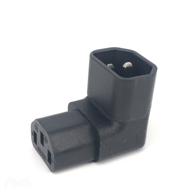 IEC 320 C14 līdz C13 kreisā labā leņķa maiņstrāvas adapteris IEC 3 polu IEC 320 3 kontaktu vīrišķais-sievietes pagarinājums 90 grādiem uz leju uz augšu leņķis maiņstrāvas pārveidotājs