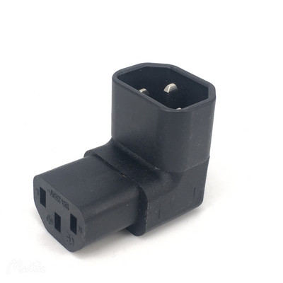 IEC 320 C14 līdz C13 kreisā labā leņķa maiņstrāvas adapteris IEC 3 polu IEC 320 3 kontaktu vīrišķais-sievietes pagarinājums 90 grādiem uz leju uz augšu leņķis maiņstrāvas pārveidotājs