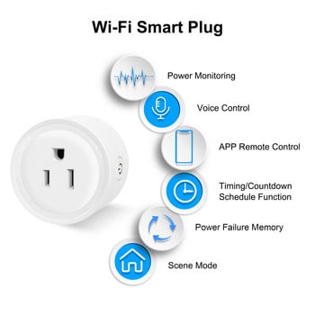 Wifi Smart Plug US, Mini Socket Outlet, Timing Voice Smart Life App Remote Control, Работа с Google Home Alexa, Не е необходим хъб