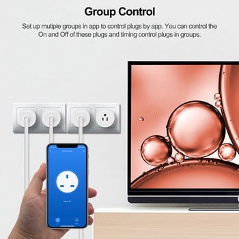 Έξυπνο βύσμα Wifi US, Mini Socket Outlet, Timeming Voice Smart Life App Remote Control, Work with Google Home Alexa, Δεν απαιτείται Hub