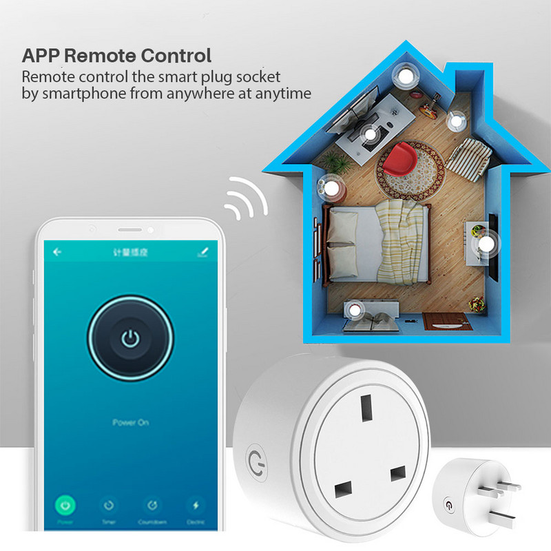 UK Tuya Zigbee/Wifi utičnica 16A Smart Plug Smart Life APP radi s Alexa Google Assistant Glasovna kontrola Power Monitor Timing