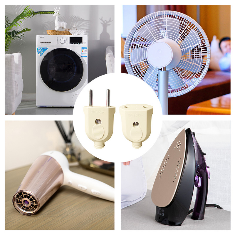 Adaptor de priză pentru Coreea Europeană Adaptor de priză 2 pini Conector electric CA Masculin Femeie Sârmă Recablabil Prelungitor detașabil