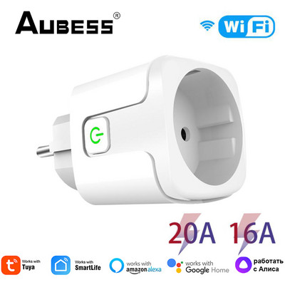 16A 20A EU WiFi Smart Plug Таймер Интелигентен контакт Измерване на мощността Tuya Smart Life Control Поддръжка Alexa Google Home Yandex Alice