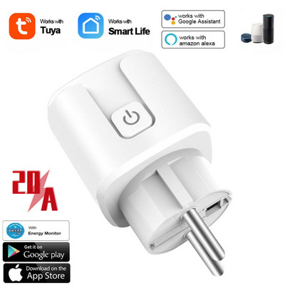 16A 20A EU WiFi Smart Plug Timer Smart Socket Power Metering Tuya Smart Life Control Support Alexa Google Home Yandex Alice