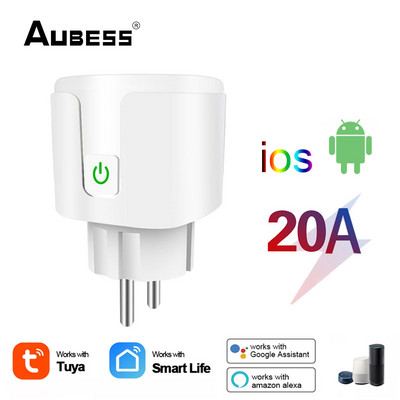 16A 20A EU WiFi Smart Plug Timer Smart Socket Power Metering Tuya Smart Life Control Support Alexa Google Home Yandex Alice