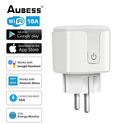 16A 20A EU WiFi Smart Plug Timer Smart Socket Power Metering Tuya Smart Life Control Support Alexa Google Home Yandex Alice