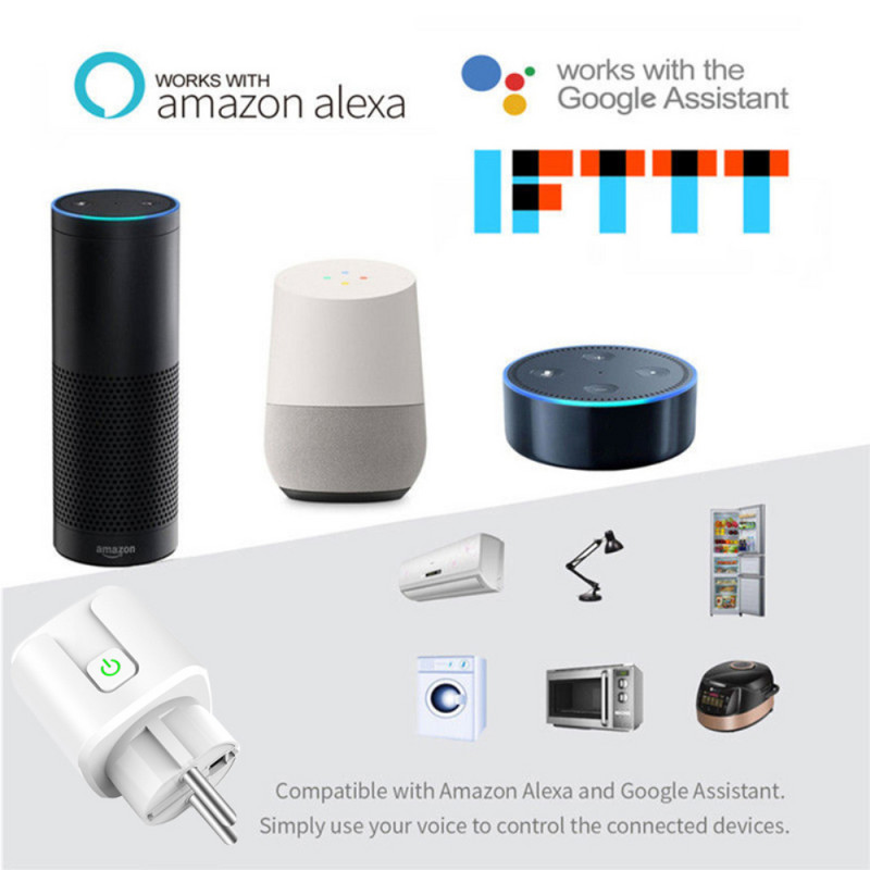 16A 20A EU WiFi Smart Plug Timer Nutikas pistikupesa võimsuse mõõtmine Tuya Smart Life Control tugi Alexa Google Home Yandex Alice