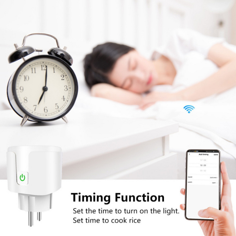 16A 20A EU WiFi Smart Plug Timer Nutikas pistikupesa võimsuse mõõtmine Tuya Smart Life Control tugi Alexa Google Home Yandex Alice