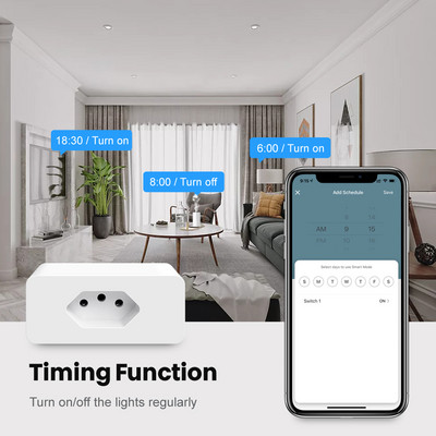 Εκπτώσεις εκπτώσεων Tuya WiFi 16A Brazil Standard Smart Plug with Power Monitor Το Zigbee Smart Plug είναι κατάλληλο για Alexa Google Home