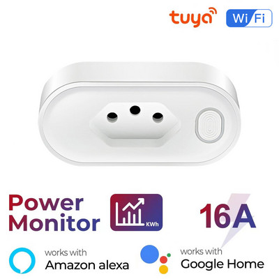 Rasprodaja Tuya WiFi 16A brazilski standardni pametni utikač s monitorom napajanja Zigbee pametni utikač prikladan je za Alexa Google Home