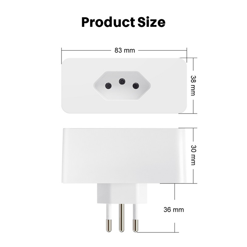 Rasprodaja Tuya WiFi 16A brazilski standardni pametni utikač s monitorom napajanja Zigbee pametni utikač prikladan je za Alexa Google Home