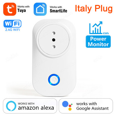 16A Chile Italy Έξυπνο βύσμα Wifi Tuya Smart Home Ασύρματη πρίζα ρεύματος Χρονοδιακόπτης οικιακής συσκευής Φωνητικός έλεγχος για την Alexa Google