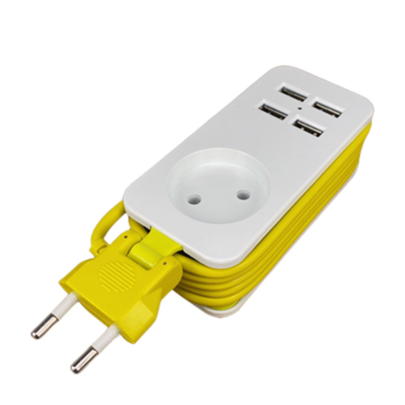 EU vooluriba võrgufilter Kaasaskantav EU Schuko pistikupesad 1,5 m mitu elektrilist pikenduspesa 4 USB-pordiga Kiirlaadimine