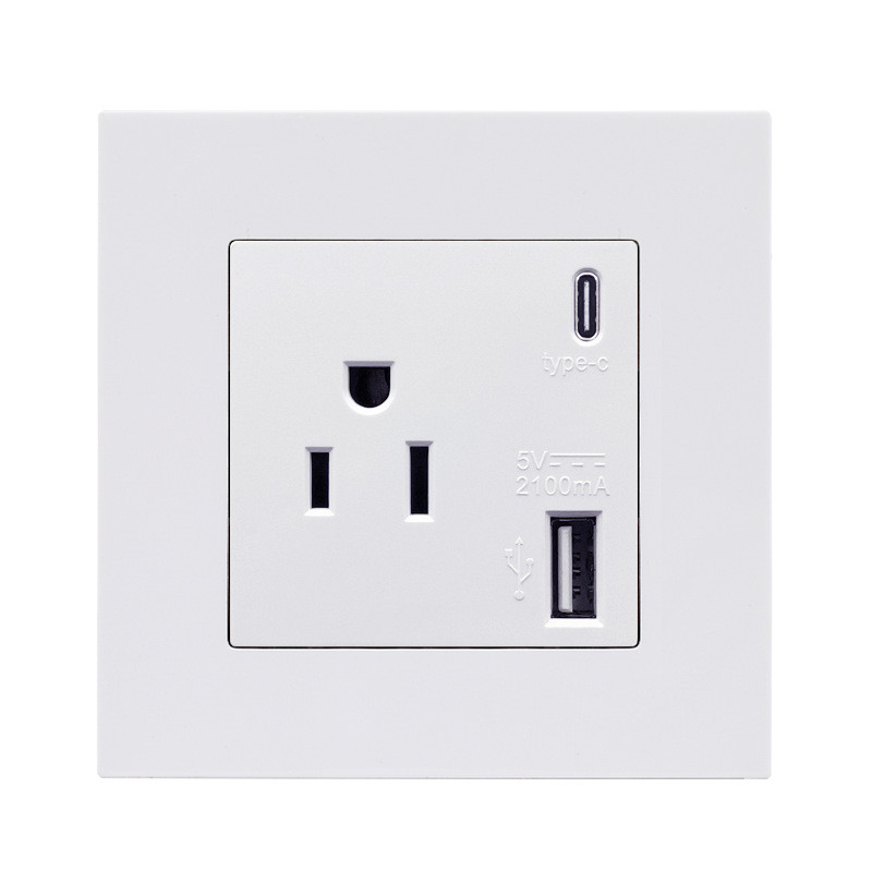 Elektromos töltő USB Type-C csatlakozó dugó DE EU Franciaország US UK tápcsatlakozóval 16A fali panel európai előlapi töltéshez