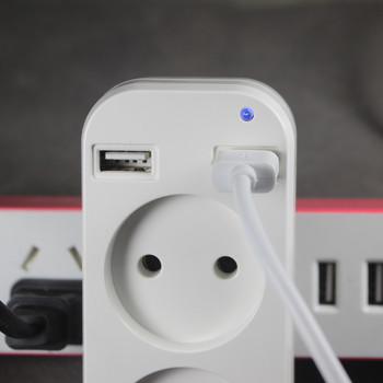 Класически европейски адаптер за USB щепсел с двоен гнездо Power Strip EU Plug, 5V 2A стенен многоконтактен преносим 2 USB порта