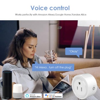 Tuya 10A/16A/20A Smart Plug Tuya Smart Home US Έξυπνη υποδοχή WiFi Ο φωνητικός έλεγχος λειτουργεί με την εφαρμογή Smart Life Alexa Google Home