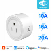 Tuya WiFi Smart Plug 10A/16A/20A US Smart Home Timing Utičnica Smart Life APP Kontrola Glasovna kontrola Radi s Alexa Google Home