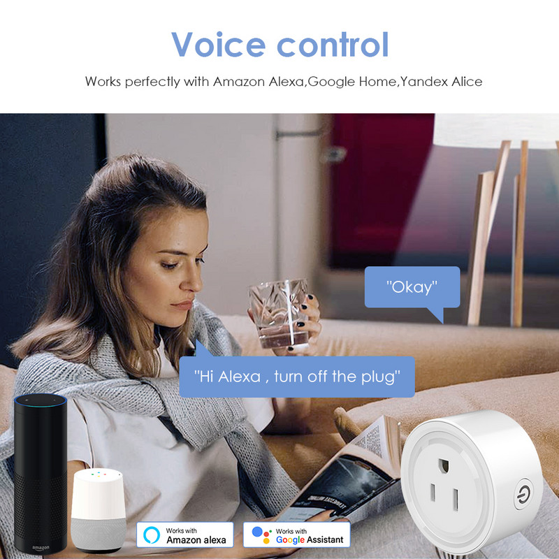Tuya WiFi Smart Plug 10A/16A/20A US Smart Home Timing Utičnica Smart Life APP Kontrola Glasovna kontrola Radi s Alexa Google Home