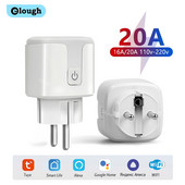 Smart Plug WiFi ligzda EU 16A/20A Power Monitor Laika funkcija Tuya APP Control Alexa Google Yandex Enchufe Inteligente Wifi
