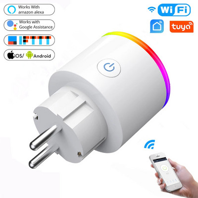 WiFi Smart Plug 16A EU адаптер LED безжично дистанционно гласово управление Power Energy Monitor Outlet Timer Socket for Alexa Google Home