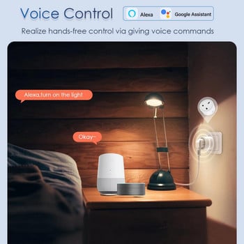 Aubess WiFi Smart Plug Tuya 16A/20A UK Smart Socket с функция за синхронизиране на захранването Гласов контрол чрез Alexa Google Home