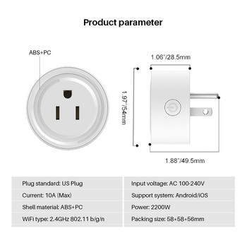Tuya Smart Plug Wifi Power Socket US 10A Безжичен контакт с тайминг SmartLife APP Дистанционно управление Работи с Alexa Google Home