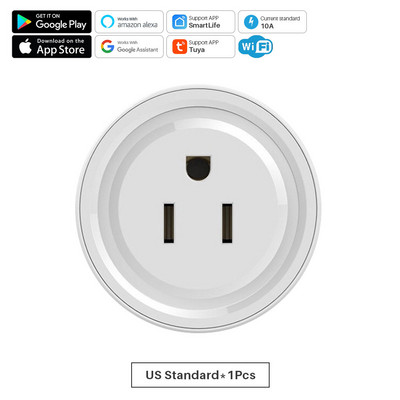 Tuya Smart Plug Wifi tápcsatlakozó US 10A vezeték nélküli aljzat időzítéssel SmartLife APP távirányító működik az Alexa Google Home szolgáltatással