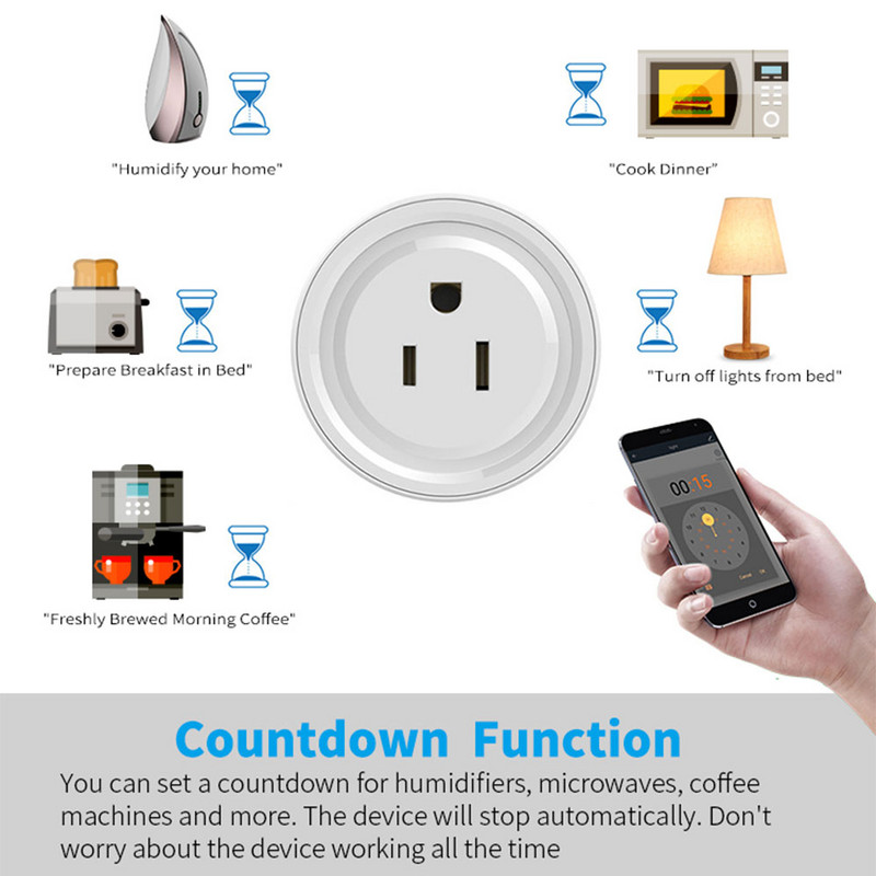 Tuya Smart Plug Wifi tápcsatlakozó US 10A vezeték nélküli aljzat időzítéssel SmartLife APP távirányító működik az Alexa Google Home szolgáltatással