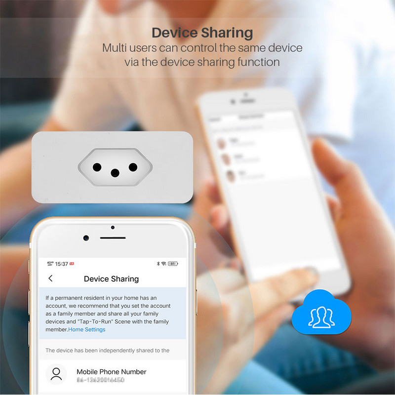 16A Tuya Smart Plug Brazil Wifi Smart Socket Power Monitor Smart Life App Radi s daljinskim upravljačem Alexa Google Assistant