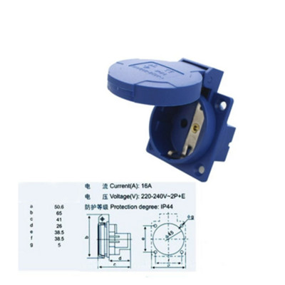 16A 220V-240V 2P+E IP44 Európai specifikáció klímaberendezés Ipari dugó Aljzat kábelhez Elektromos tápcsatlakozó