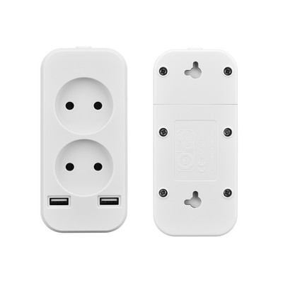 Elosztó 2 EU dugó 1200W 250V,5V 2A fali több aljzat Hordozható 2 USB port mobiltelefonokhoz okostelefonokhoz táblagépekhez F-01-5