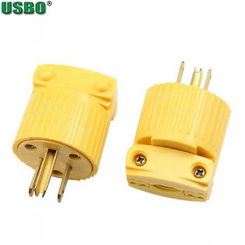 Yellow America 6-15P 5-15P 125V 15A Rewirable 3 pole NEMA US Locked Industry Power Converter Plug Inline Ενσύρματη υποδοχή Τύπου B
