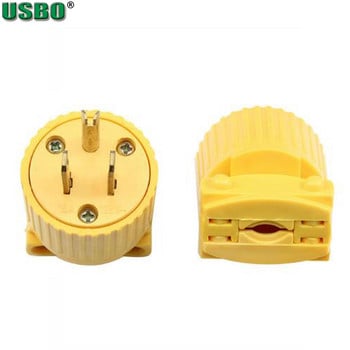 Yellow America 6-15P 5-15P 125V 15A Rewirable 3 pole NEMA US Locked Industry Power Converter Plug Inline Ενσύρματη υποδοχή Τύπου B