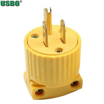 Yellow America 6-15P 5-15P 125V 15A Rewirable 3 pole NEMA US Locked Industry Power Converter Plug Inline Ενσύρματη υποδοχή Τύπου B