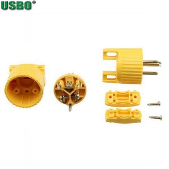 Yellow America 6-15P 5-15P 125V 15A Rewirable 3 pole NEMA US Locked Industry Power Converter Plug Inline Ενσύρματη υποδοχή Τύπου B