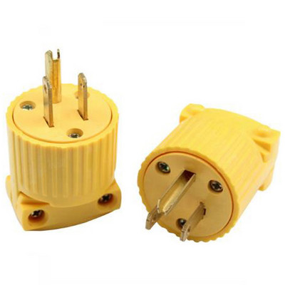Yellow America 6-15P 5-15P 125V 15A Rewirable 3 pole NEMA US Locked Industry Power Converter Plug Inline Ενσύρματη υποδοχή Τύπου B