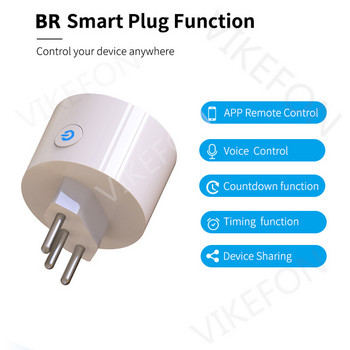 Бразилия Wifi Smart Plug 16A Tuya Smart Socket с таймер Power Monitor APP SmartLife APP Гласов контрол работи за Google Home Alexa