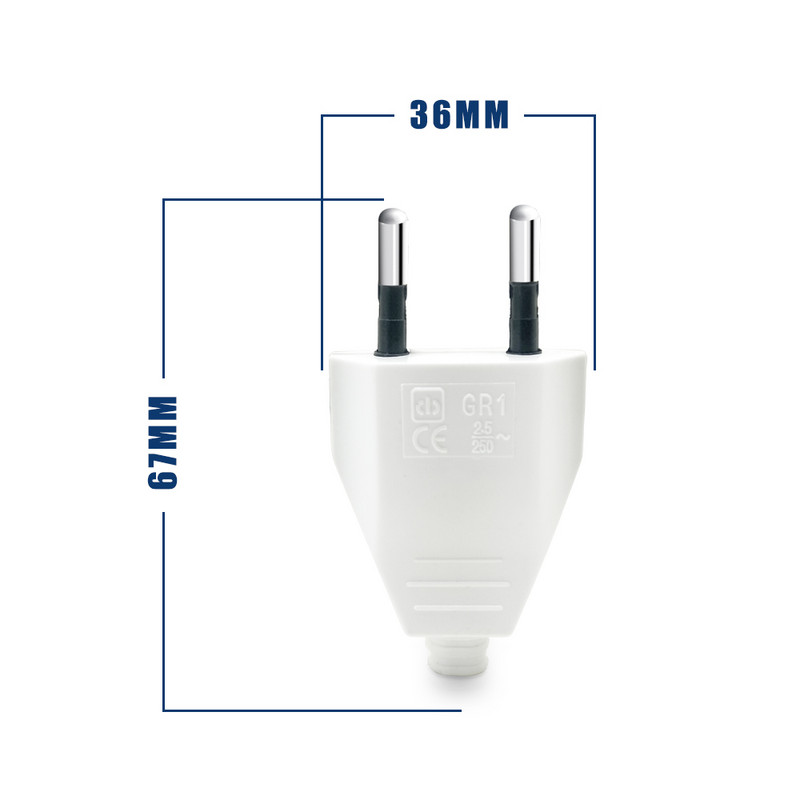 Pistikuadapter Euroopa pistikupesa adapter isane 2 kontaktiga vahelduvvoolu elektripistiku juhe taasjuhtmetav pikendus Korea Hispaania Iisraeli jaoks