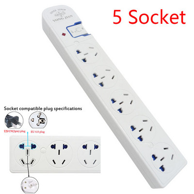 Vairākas strāvas sloksnes 3-6 virzienu kontaktligzda Austrālija Ķīna kontaktligzdas Elektriskās pagarinātāja ligzda Neatkarīgas drošības durvis ar slēdzi